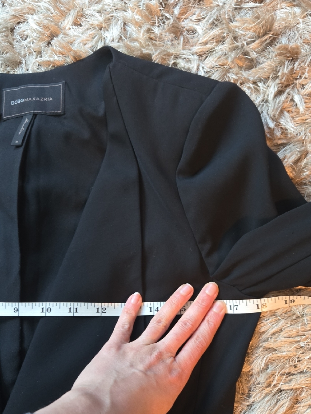 BCBGMaxAzria Cropped Black Draped Open-Front Blazer - Picture 5 of 14